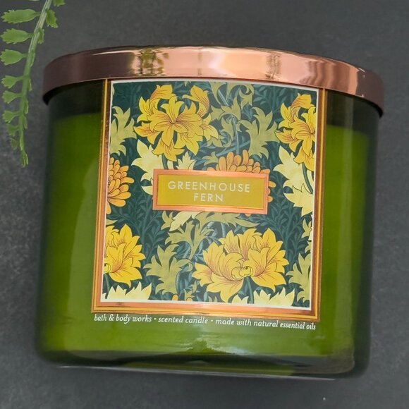 BBW Greenhouse Fern Bath & Body Works 3 Wick Candle - Picture 5 of 10